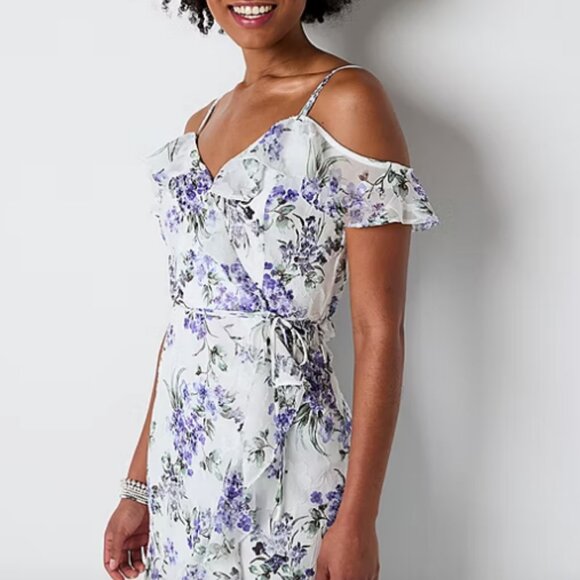 by&by Womens Juniors Floral High-Low Fit + Flare Dress , Size L - Picture 3 of 3